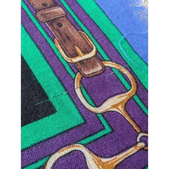 Vintage Lauren Ralph Lauren Silk Scarf *HOLES Equestrian Belt Crest 40" LXVII - Picture 16 of 16